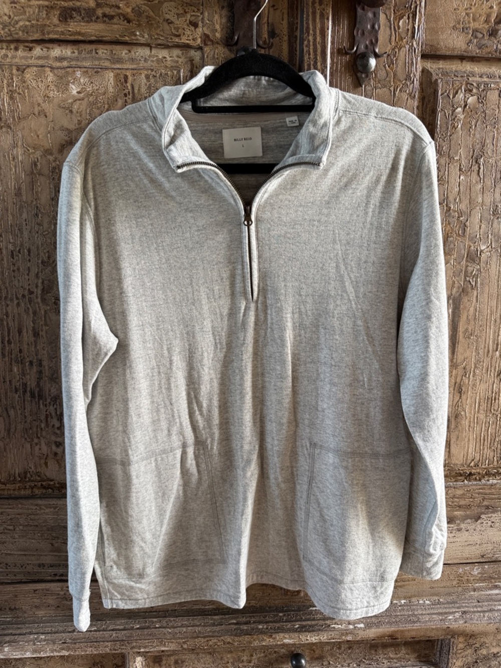 Billy Reid Light Gray Zip-Neck Pullover Sweater